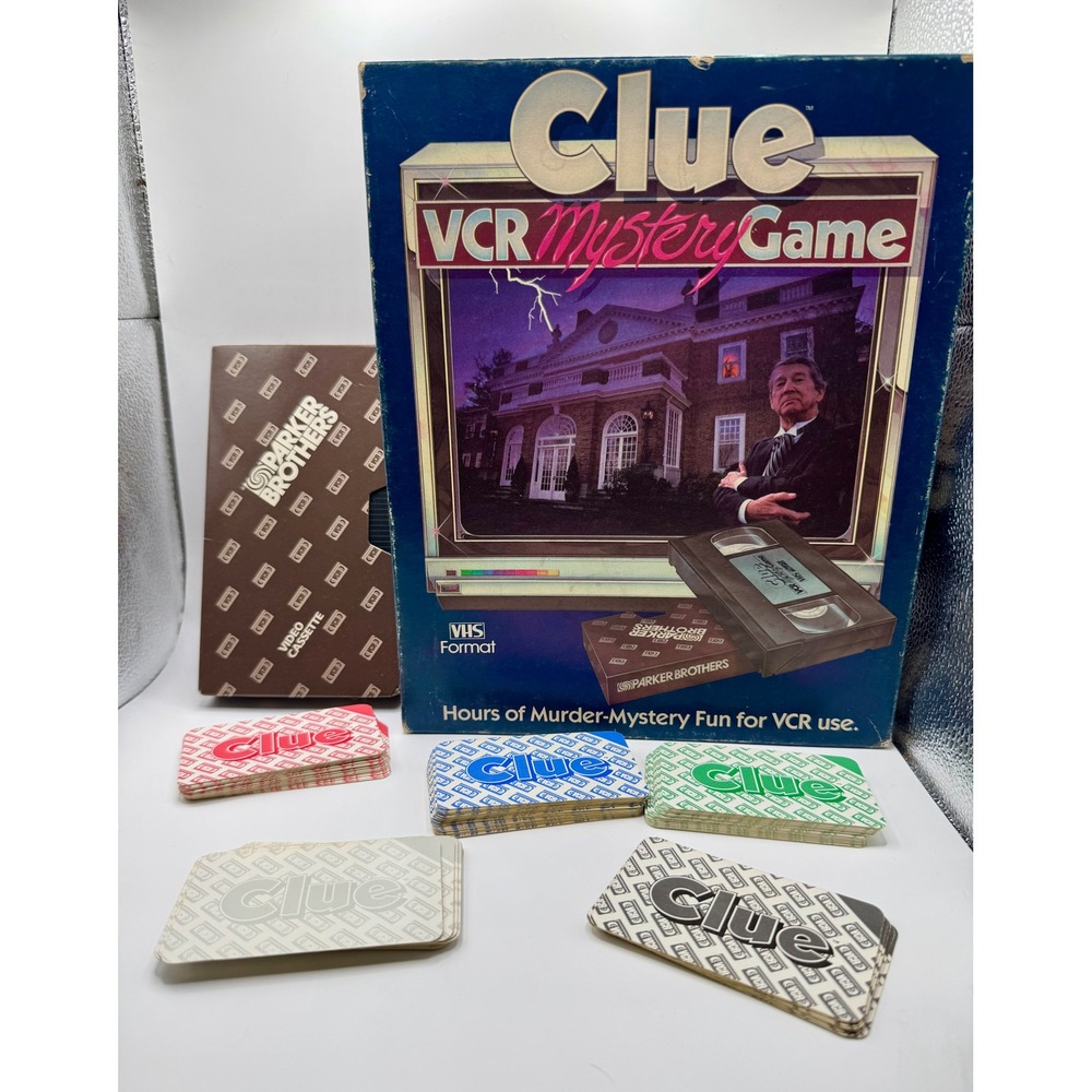 Parker Brothers Clue VCR Mystery Game 1985 VHS Board Game‎ Blue Box Good